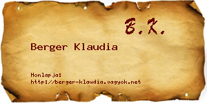 Berger Klaudia névjegykártya