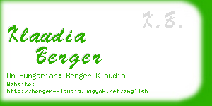 klaudia berger business card